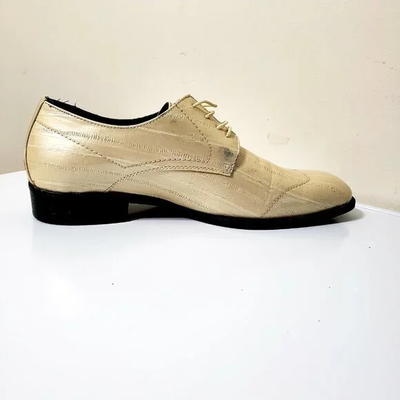 New Men’s Leather Formal Dress Shoes Size 11 Cream/Tan Oxford Tuxedo